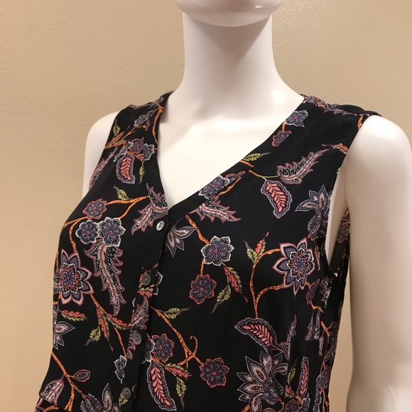 J Jill Sleeveless Tunic Top Womens Size XS Relaxed Fit Shirred Waist Button Up - Picture 9 of 14